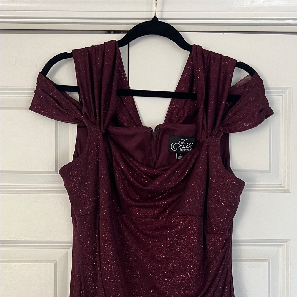 Alex Evenings Burgundy Glitter Prom Dress